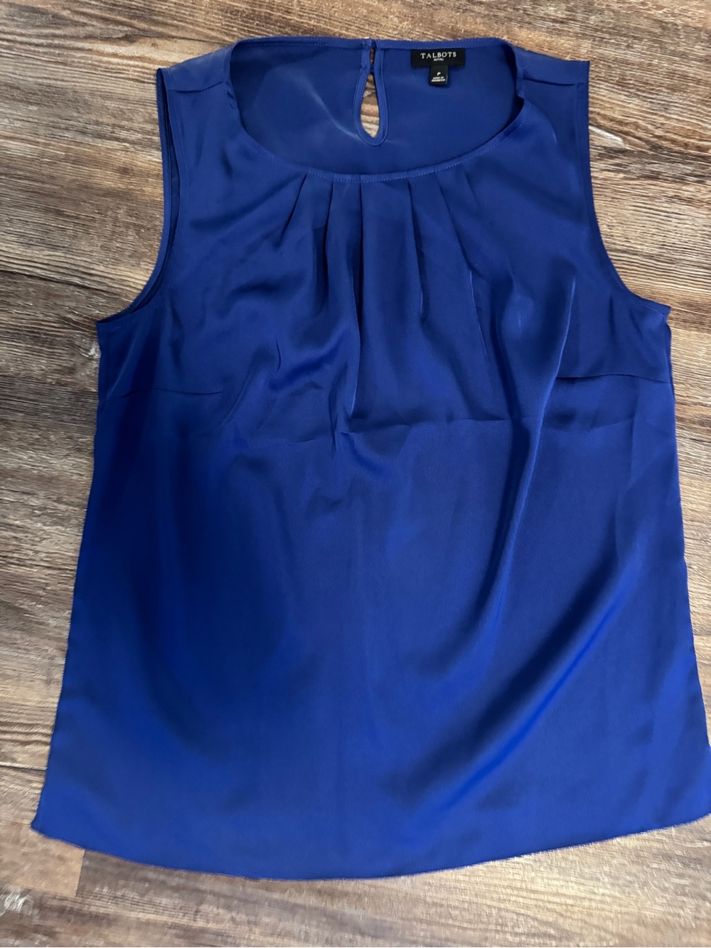 Talbots Royal Blue Sleeveless Pleated Shell Top